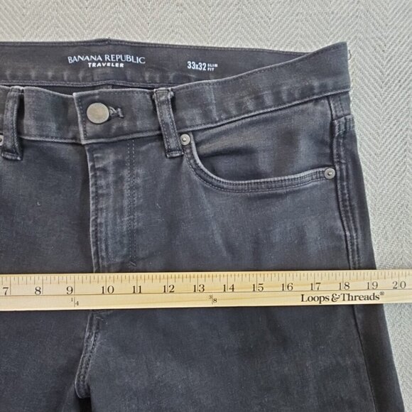 Banana Republic Traveler Jeans Men's W33 L32 Black Slim Fit Straight Leg EUC LN - Picture 4 of 13